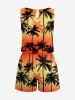 Combinaison hawaïenne grande taille à imprimé ombré de cocotiers et ceinture - Orange L