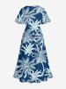 Robe mi-longue hawaïenne fendue à imprimé cocotier grande taille - Paon Bleu 1X