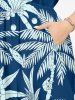 Robe mi-longue hawaïenne fendue à imprimé cocotier grande taille - Paon Bleu 1X