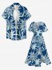 Robe mi-longue hawaïenne fendue à imprimé cocotier grande taille - Paon Bleu 1X