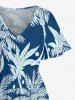 Robe mi-longue hawaïenne fendue à imprimé cocotier grande taille - Paon Bleu 4X