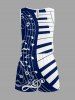 barboteuse à poches et cordon de serrage imprimée avec symboles musicaux de piano, grande taille, style hawaïen - Bleu profond 4X