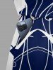 barboteuse à poches et cordon de serrage imprimée avec symboles musicaux de piano, grande taille, style hawaïen - Bleu profond 4X
