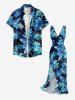 Robe hawaïenne à imprimé floral tropical et à volants fendue - Bleu profond XS
