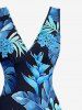 Robe hawaïenne à imprimé floral tropical et à volants fendue - Bleu profond XS