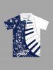 Piano Music Symbol Print Hawaii Zipper Polo Shirt For Men -  