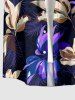 Flower Tropical Leaf Print Hawaii Button Pocket Shirt For Men - Pourpre  S