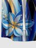 Flower Curve Print Hawaii Button Pocket Shirt For Men -  