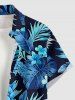 Tropical Leaf Flower Print Hawaii Button Pocket Shirt For Men -  