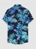 Chemise hawaïenne à imprimé floral tropical et grandes tailles avec poche boutonnée pour homme - Bleu profond 4XL