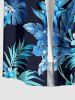 Chemise hawaïenne à imprimé floral tropical et grandes tailles avec poche boutonnée pour homme - Bleu profond 4XL