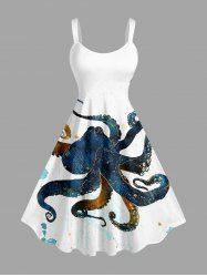 Robe débardeur hawaïenne à imprimé pieuvre grande taille - Blanc 6X