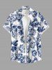 Ensemble de plage hawaïen assorti grande taille à imprimé couronne et crâne et fleurs pour couples - Bleu profond 