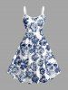 Ensemble de plage hawaïen assorti grande taille à imprimé couronne et crâne et fleurs pour couples - Bleu profond 