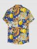 Flower Leaf Lemon Print Matching Hawaii Beach Outfit For Couples - Bleu 