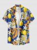 Flower Leaf Lemon Print Matching Hawaii Beach Outfit For Couples - Bleu 