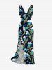 Flower Leaf Branch Print Matching Hawaii Beach Outfit For Couples - Cadetblue 