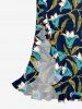 Flower Leaf Branch Print Matching Hawaii Beach Outfit For Couples - Cadetblue 