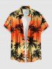 Matching Hawaii Shirt and Romper Beach Outfit Coconut Tree Ombre Print for Couples -  