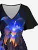 Ensemble de plage hawaïen assorti pour couples, imprimé 3D à fleurs pailletées, grandes tailles - Noir 
