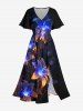 Ensemble de plage hawaïen assorti pour couples, imprimé 3D à fleurs pailletées, grandes tailles - Noir 