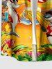 Flamingo Coconut Tree Umbrella Starfish Print Buttons Pocket Hawaii Shirt For Men -  