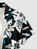 Flowers Leaf Print Buttons Pocket Hawaii Shirt For Men - Noir 6XL