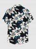 Flowers Leaf Print Buttons Pocket Hawaii Shirt For Men - Noir 6XL