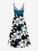 Flowers Leaf Print Surplice Hawaii Cami Dress -  