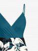 Flowers Leaf Print Surplice Hawaii Cami Dress -  