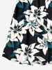 Flowers Leaf Print Surplice Hawaii Cami Dress -  