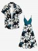 Flowers Leaf Print Surplice Hawaii Cami Dress -  