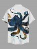 Octopus Print Buttons Pocket Hawaii Shirt For Men -  