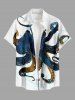 Octopus Print Buttons Pocket Hawaii Shirt For Men -  