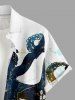 Octopus Print Buttons Pocket Hawaii Shirt For Men -  