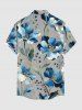 Flower Leaf Print Buttons Pocket Hawaii Shirt For Men -  