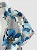 Flower Leaf Print Buttons Pocket Hawaii Shirt For Men -  