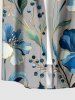 Flower Leaf Print Buttons Pocket Hawaii Shirt For Men -  