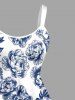 Robe débardeur hawaïenne grande taille à imprimé couronne, crâne et fleurs - Bleu profond M