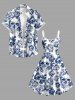 Robe débardeur hawaïenne grande taille à imprimé couronne, crâne et fleurs - Bleu profond M