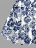 Robe débardeur hawaïenne grande taille à imprimé couronne, crâne et fleurs - Bleu profond M