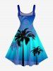 Robe débardeur hawaïenne à imprimé ombré de cocotiers grande taille - Bleu 4X