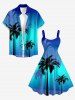 Robe débardeur hawaïenne à imprimé ombré de cocotiers grande taille - Bleu 4X