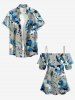 Blouse hawaïenne grande taille à imprimé floral et feuilles, épaules dénudées et volants, style hawaïen - Gris Foncé 2XL