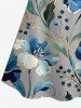 Blouse hawaïenne grande taille à imprimé floral et feuilles, épaules dénudées et volants, style hawaïen - Gris Foncé 2XL