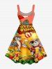 Robe débardeur hawaïenne grande taille à imprimé hibiscus, requins, jus de fruits et pastèque - Orange L