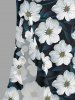 Flowers Leaf Print Hawaii Ruffles Split Surplice Dress -  