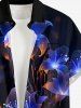 Chemise hawaïenne grande taille pour homme, imprimée de fleurs à paillettes en 3D, avec boutons et poche. - Noir 4XL