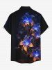 Chemise hawaïenne grande taille pour homme, imprimée de fleurs à paillettes en 3D, avec boutons et poche. - Noir 4XL