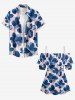 Blouse hawaïenne à imprimé floral aquarelle grande taille, épaules dénudées et volants, style aquarelle - Rose  XL